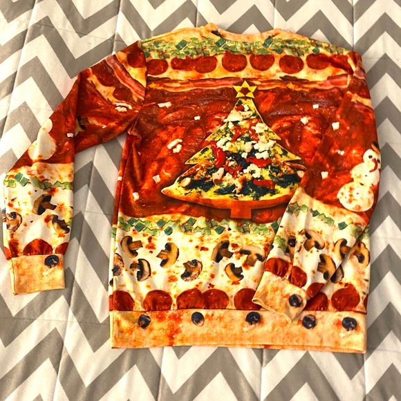 Ugly Christmas Pizza Sweatshirt Extra Cheese! - Picture 12 of 14